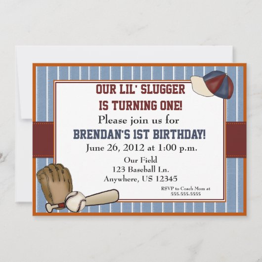 Baseball Kinderen Birthday Uitnodiging (Voorkant)