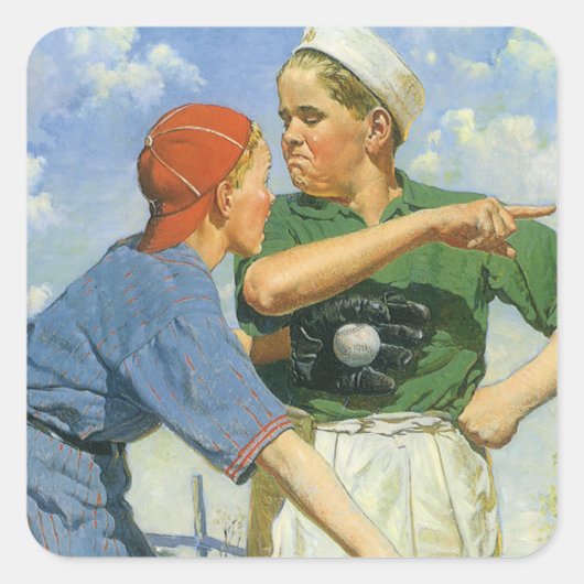  Baseball, Kinderen, Jongens die Sporten Vierkante Sticker (Voorkant)