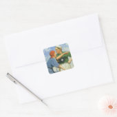  Baseball, Kinderen, Jongens die Sporten Vierkante Sticker (Envelop)