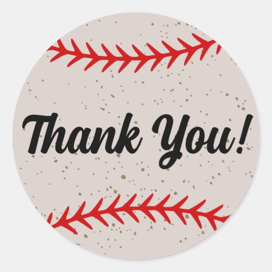 Baseball Lace Stitches Thema Ronde Sticker (Voorkant)