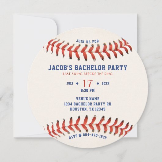 Baseball Last Swing Before the Ring Bachelor Party Kaart (Voorkant)