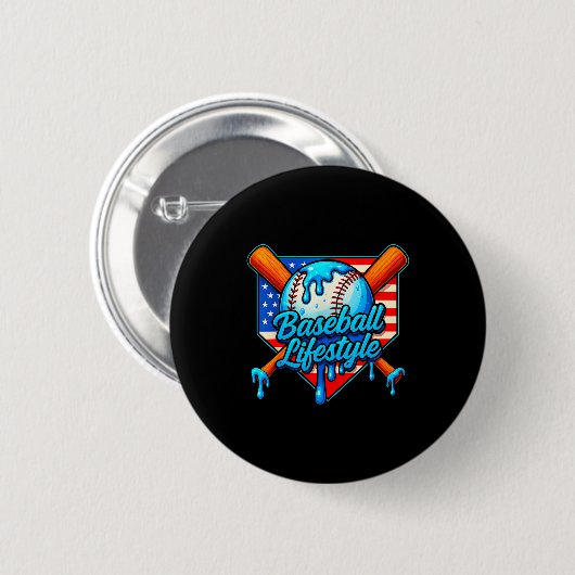 Baseball Lifestyle 101 Apparel Youth Baseball Drip Ronde Button 5,7 Cm (Voorkant /achterkant)