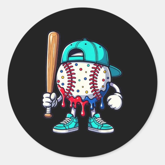 Baseball Lifestyle 101 Apparel Youth Drip Baseball Ronde Sticker (Voorkant)