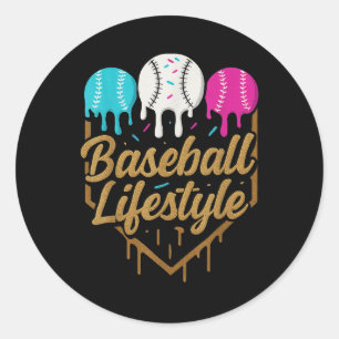 Baseball Lifestyle 101 Kleding Jeugd Baseball Drip Ronde Sticker