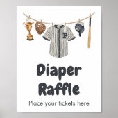Baseball Little Slugger Baby shower Luier Raffle Poster (Voorkant)