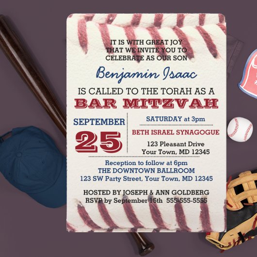 Baseball Look Bar Mitzvah Invitation