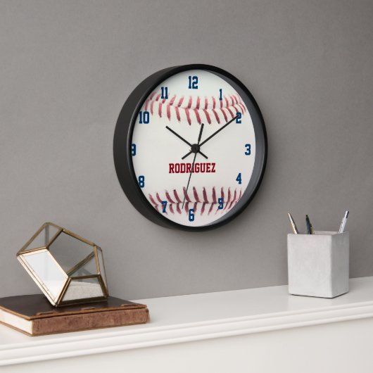 Baseball look personnalisé horloge murale (Bureau)