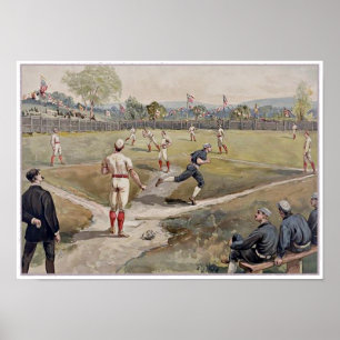 Baseball Louis Prang Antiek Print 1887