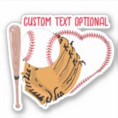 Baseball Love, Glove and Bats Sticker (Voorkant)