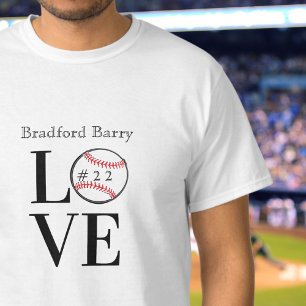 Baseball LOVE: Persoonlijk voeg naam en nummer toe T-shirt