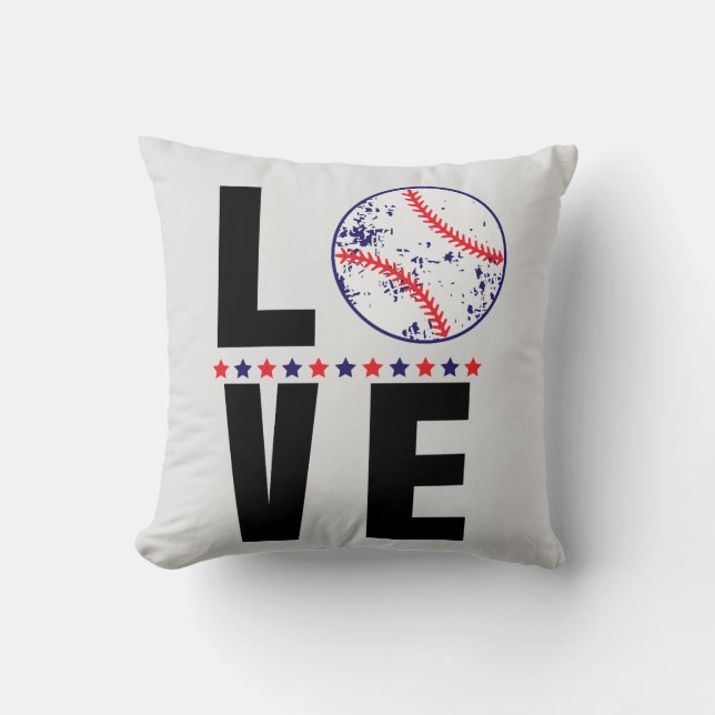 Baseball Love Typografie Kussen (Voorkant)