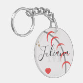 Baseball Ma Pap Grootvader Monogrammed Sleutelhang Sleutelhanger (Voorkant Links)