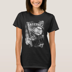 Baseball Mam, Black Grunge Baseball T-shirt
