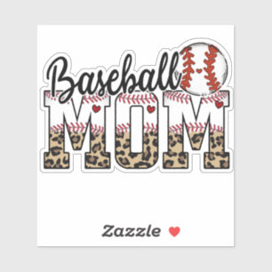 Baseball Mam Leopard Typografie Sticker