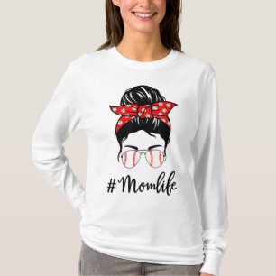 Baseball Mam Life Messing Bun Sunbril Vrouwen Moth T-shirt