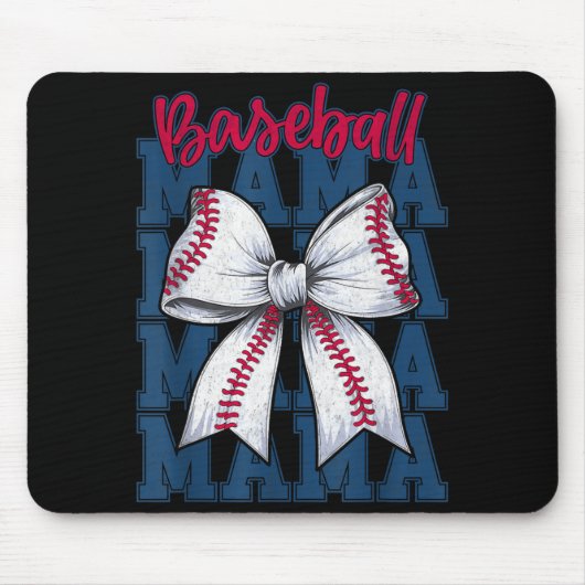 Baseball Mama Coquette Bow Game Day Baseball Mom M Muismat (Voorkant)