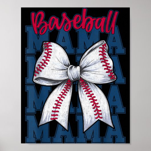 Baseball Mama Coquette Bow Game Day Baseball Mom M Poster (Voorkant)