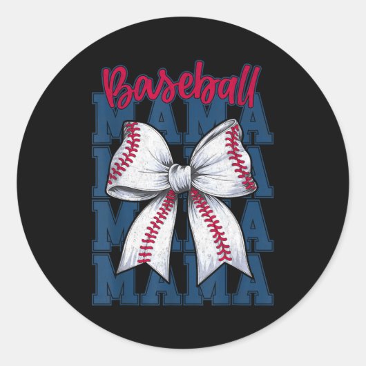 Baseball Mama Coquette Bow Game Day Baseball Mom M Ronde Sticker (Voorkant)