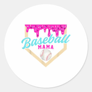 Baseball Mama Home Bord Ice Cream Drip Met Sprin Ronde Sticker