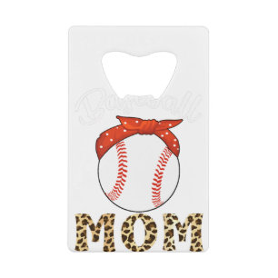 Baseball mama Leopard Funny Softball mama Kredietkaart Flessenopener