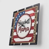 Baseball Mama Patriottische Sport Vierkante Klok (Hoek)