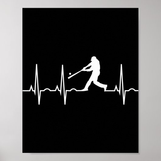 Baseball-Mannen - Baseball Player Heartbeat Poster (Voorkant)