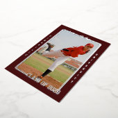 Baseball Maroon Afstuderen aangekondigd Folie Uitnodiging (Gedraaid)
