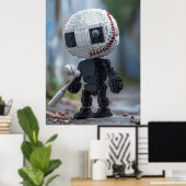 Baseball Mascot — Team-Neutral Voxel Athlete Tee Poster (Thuiskantoor)