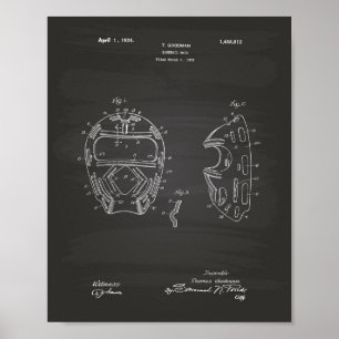 Baseball Mask 1924 Patent Art Chalkboard Poster