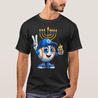 Baseball Menorah Dreidel Jewish Hanukkah Womens Me T-shirt