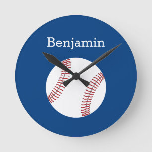 Baseball met aangepaste naam - Royal Blue Ronde Klok