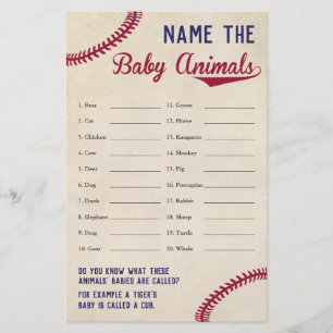 Baseball Met Baby shower Baby Baby Baby Name Game Flyer