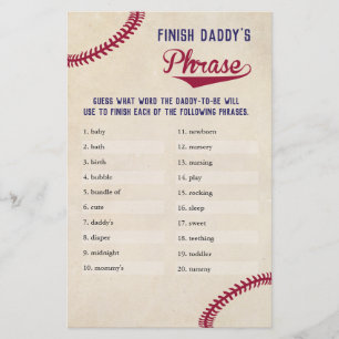 Baseball Met Baby shower gesproken finish Papa's z Flyer