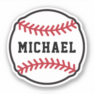 Baseball met douanenaam of tekst sticker