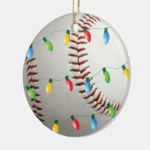 Baseball met feestversiering keramisch ornament (Links)