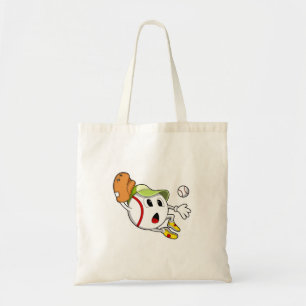 Baseball met honkbalhandschoen en Pet Tote Bag