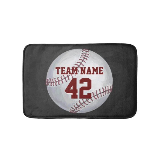 Baseball met naam en nummer badmat (Voorkant)