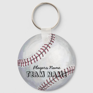 Baseball met naam en nummer sleutelhanger