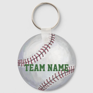 Baseball met naam en nummer sleutelhanger