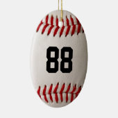 Baseball met nummer keramisch ornament (Rechts)