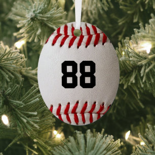 Baseball met  nummer metalen ornament