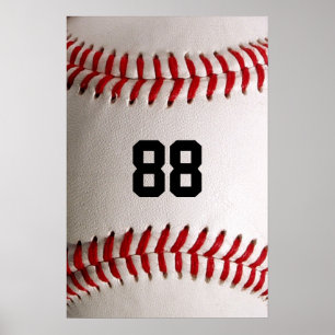 Baseball met  nummer poster