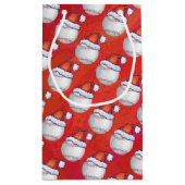 Baseball met Santa Hat op rood Klein Cadeauzakje (Achterkant)