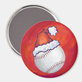 Baseball met Santa Hat op rood Magneet (Voorkant / Achterkant)