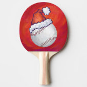 Baseball met Santa Hat op rood Tafeltennisbatje (Voorkant)