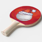 Baseball met Santa Hat op rood Tafeltennisbatje (Voorkant Gekanteld)