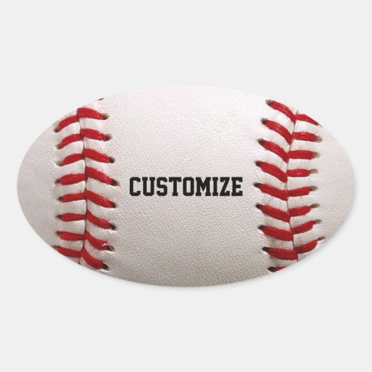 Baseball met  tekst ovale sticker (Voorkant)