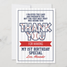 Baseball met verjaardagsvermelding bedankt je kaar