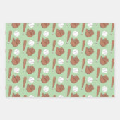 Baseball Mitt Bat Pattern Wrapping Paper Sheets  (Voorkant 2)