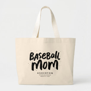 Baseball moeder coole trendy zwart type gepersonal grote tote bag